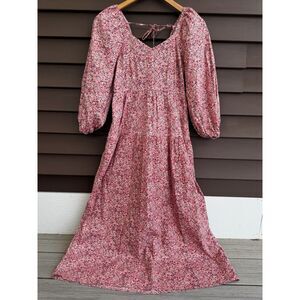 Universal Thread Floral Prairie Tiered Maxi Dress XS Boho Puff Sleeve Cottage